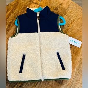 NWT Toddler Boy Carter's Zip-Up Sherpa Vest Size 3T.